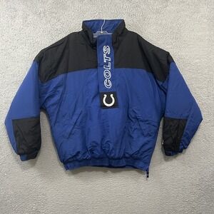 Vintage Indianapolis Colts Jacket Mens Large Blue Black Insulated NFL Starter